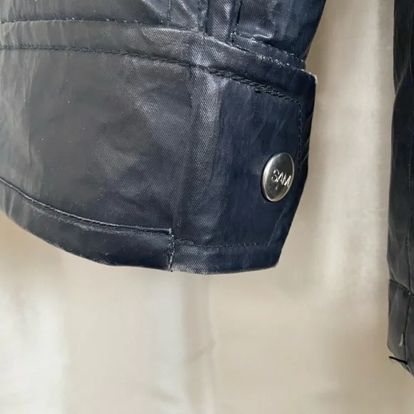 Free Ship. SAM hudson coat in NAVY white fur trim. - Picture 9 of 13